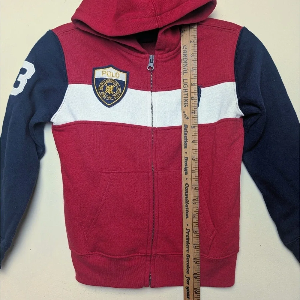Polo Ralph Lauren Big Pony Logo‎ Patch Fleece Full Zip Hoodie Jacket Boys Size 6